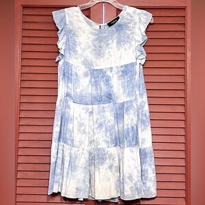 Swiss Dot Butterfly sleeve babydoll mini dress